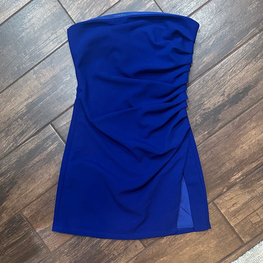 Lucy in the Sky Strapless Dress in Deep Blue